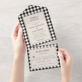 Retro Old Money Checkered Wedding オールインワン招待状 (貼ってはがせる)