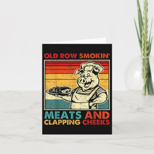 Retro Old Row Smoking Meats And Clapping Cheeks Fu カード (正面)
