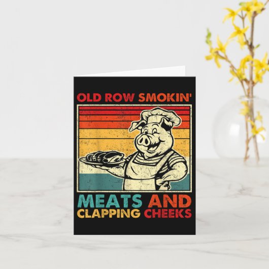 Retro Old Row Smoking Meats And Clapping Cheeks Fu カード (黄色い花)