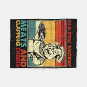 Retro Old Row Smoking Meats And Clapping Cheeks Fu フリースブランケット (正面(横))