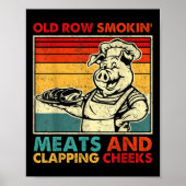 Retro Old Row Smoking Meats And Clapping Cheeks Fu ポスター (正面)