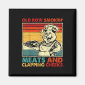Retro Old Row Smoking Meats And Clapping Cheeks Fu マグネット (正面)