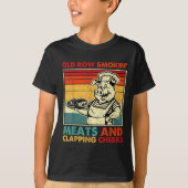Retro Old Row Smoking Meats And Clapping Cheeks Fu Tシャツ (正面)