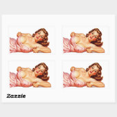 Retro Old School Pin-up girl Art 長方形シール (シート)