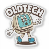 Retro OldTech Cartoon Computer Sticker シール (正面)