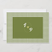 Retro Olive green  Minimalist Checkered Wedding セーブザデート (裏面)