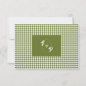 Retro Olive green Minimalist Checkered Wedding 出欠カード (裏面)