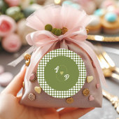 Retro Olive Green Monogram Initial Heart Wedding  ラウンドシール