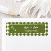 Retro Olive Green Monogram Initial Wedding Address ラベル (インサイチュ)