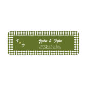 Retro Olive Green Monogram Initial Wedding Address ラベル (正面)