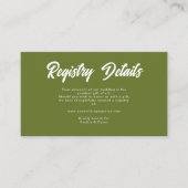Retro Olive green Wedding Shower Gift Registry エンクロージャーカード (正面)