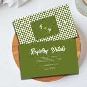 Retro Olive green Wedding Shower Gift Registry エンクロージャーカード