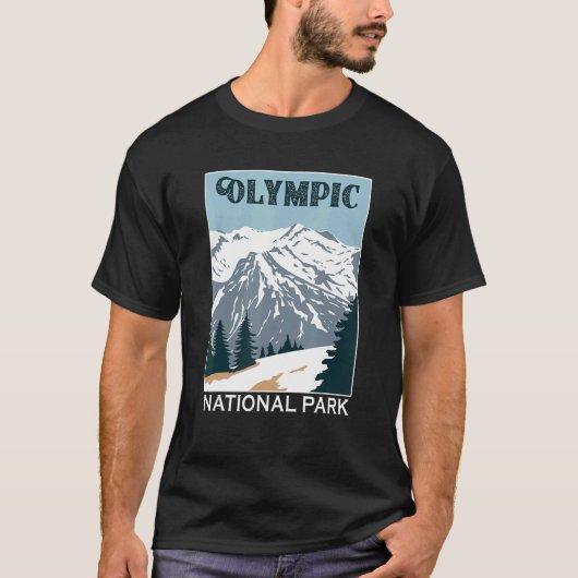 Retro Olympic National Park Mountain Camping Souve Tシャツ (正面)