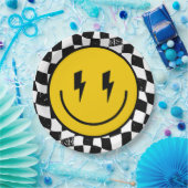 Retro One Happy Dude Smile Face Boy 1st Birthday ペーパープレート (パーティー)