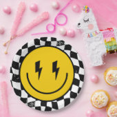 Retro One Happy Dude Smile Face Boy 1st Birthday ペーパープレート (パーティー)