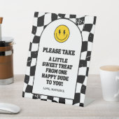 Retro One Happy Dude Smile Face Boy 1st Birthday 台座サイン (インサイチュ)