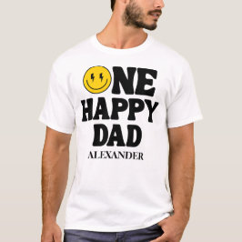 Retro One Happy Smile Face Dad Birthday Tシャツ