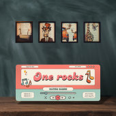 Retro one rocks, music player 1st birthday  招待状