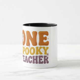 Retro One Spooky Teacher Groovy Halloween Mug マグカップ