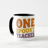Retro One Spooky Teacher Groovy Halloween Mug マグカップ (正面左)