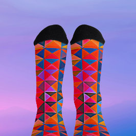 Retro Op-Art  multicolor Triangle Socks ソックス