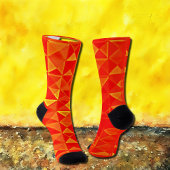 Retro Op-Art Orange Triangle Socks  ソックス