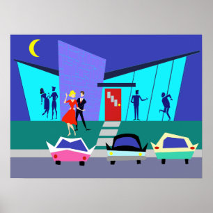Retro Open House Party Poster ポスター