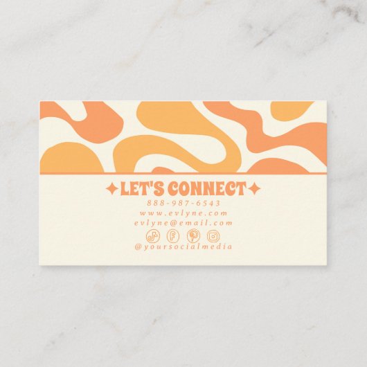 Retro Orange 70s Boho Groovy Funky Trendy Fun 名刺 (裏面)