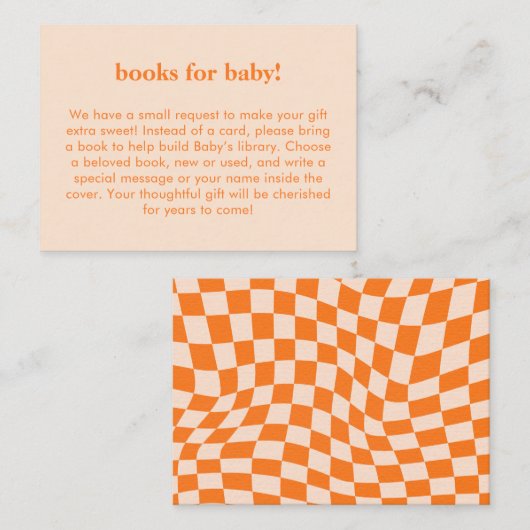 Retro Orange Abstract Check Custom Books for Baby エンクロージャーカード (正面/裏面)