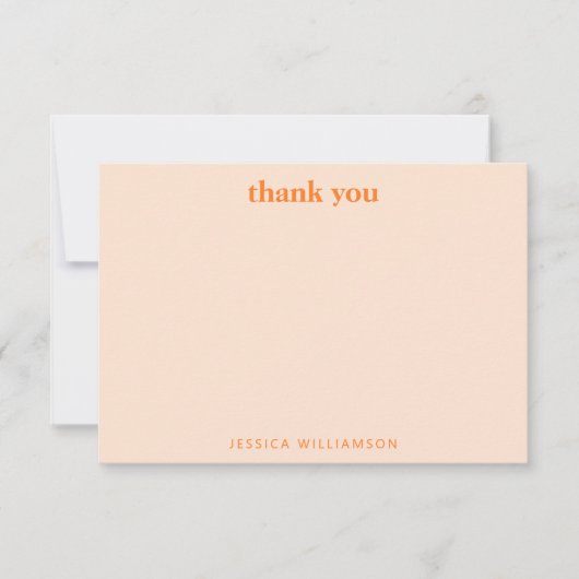 Retro Orange Abstract Check Personalized Shower サンキューカード (正面)