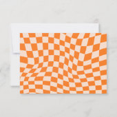 Retro Orange Abstract Check Personalized Shower サンキューカード (裏面)