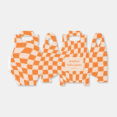 Retro Orange Abstract Checkerboard Baby Shower フェイバーボックス (折り畳みなし)