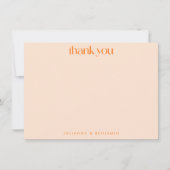 Retro Orange Abstract Checkerboard Wedding Custom サンキューカード (正面)