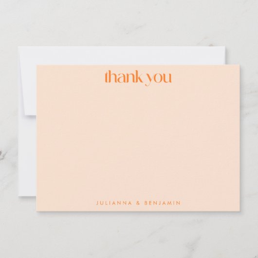 Retro Orange Abstract Checkerboard Wedding Custom サンキューカード (正面)