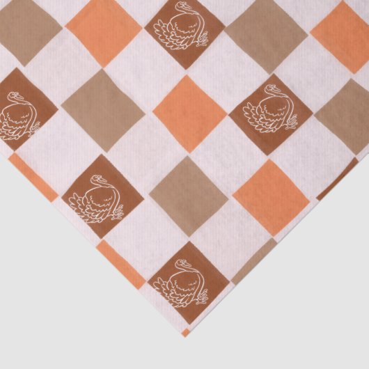 Retro orange and brown Turkey Checkered 薄葉紙 (詳細)