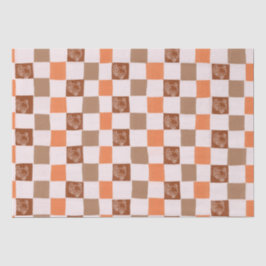 Retro orange and brown Turkey Checkered 薄葉紙