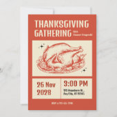 Retro Orange and Cream Thanksgiving Gathering 招待状 (正面)