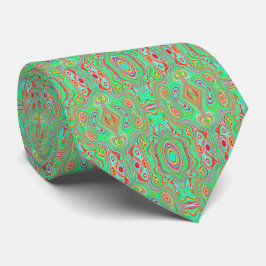 Retro Orange and Lime Green Abstract Pattern ネクタイ