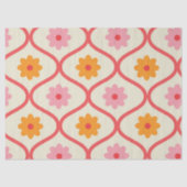 Retro Orange and Pink flowers on Ogee Pattern  薄葉紙 (正面)
