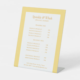 Retro Orange And Yellow Bakery Price List 台座サイン