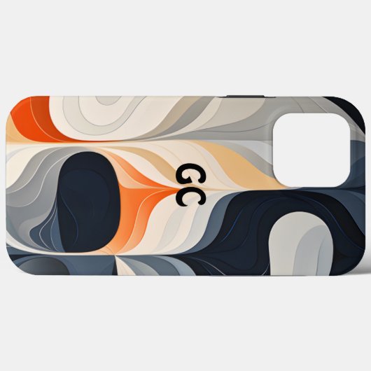 Retro Orange Black and Grey IPhone Case Case-Mate iPhoneケース (裏面 (横))