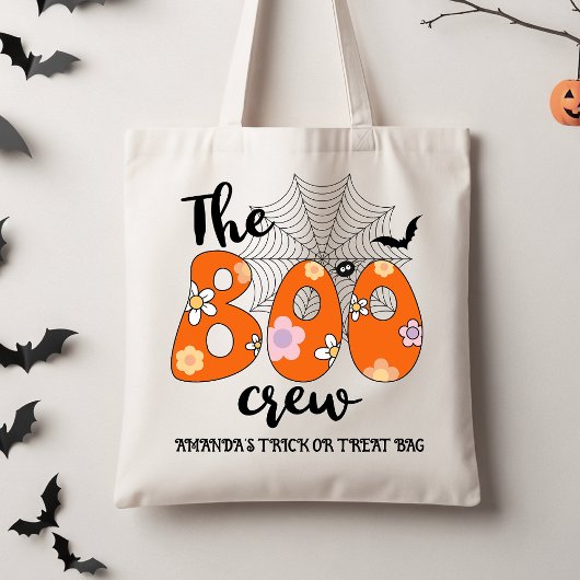 Retro Orange Black Boo Crew Trick Or Treat Tote トートバッグ