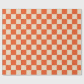 Retro Orange Checkerboard ラッピングペーパー (フラット)