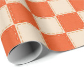 Retro Orange Checkerboard ラッピングペーパー (ロールコーナー)