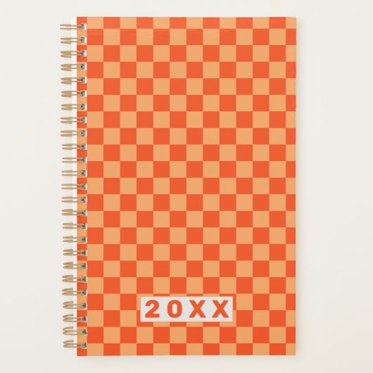 Retro Orange Checkerboard 2026 プランナー手帳 (正面)