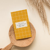 Retro Orange Checkered  Stripes Trendy Boho Fun 名刺