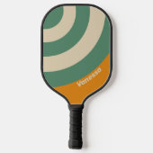 Retro Orange Circle Stripe with Name ピックルボールラケット (裏面)