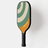Retro Orange Circle Stripe with Name ピックルボールラケット (左)