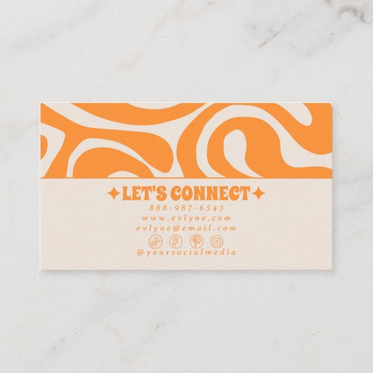 Retro Orange Cream 70s Boho Groovy Funky Trendy 名刺 (裏面)
