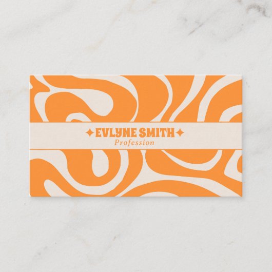 Retro Orange Cream 70s Boho Groovy Funky Trendy 名刺 (正面)